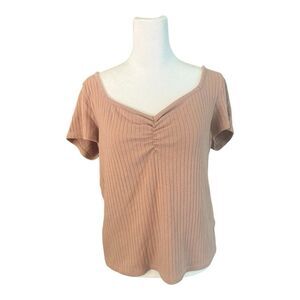 Madewell Dusty Blush Ribbed Sweetheart Tee Large